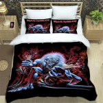I-Iron-M-Maiden Voodipesukomplektid Peen 3D Kivir&auml;ppari B&auml;ndi Vooditarvete Komplekt Tekikott Tekikoti Komplekt Voodipesukomplekt Kivir&auml;ppari F&auml;nnide Kingitus 150*200cm 3pcs