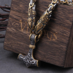 Roostevabast terasest viikingi kaelakee Hundipea Thori haamri ripats P&otilde;hjamaade amulet Ei pleegi Meeste viikingikuninga kett 50cm black