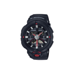 CASIO Meeste vedelkristall/analoog kahekordse n&auml;idikuga seeria Must kell GA-500-1A4 GA-500-1A4 Black Red Watch Dial