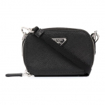 Prada logo Saffiano nahast minirihmaga &otilde;lakott Crossbody kott Unisex kotid Must 2TT1052AHF-F0002 Gift Set(Basic Set+Box+Shopping Bag)
