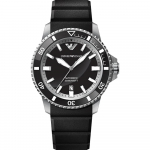 Emporio Armani Diver Meeste Automaatne Mehaaniline Kell AR60078 Musta sihverplaadi ja Musta Silikoon-/Kummirihmaga must