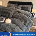 Mugav k&uuml;&uuml;likukarva ja korallpiimakangast 4-osaline voodipesukomplekt: Linas, Tekk, Tekk, Pinguldatud lina 1.2m Flat Sheet 3-Piece Set (150x200 Duvet Cover) tumehall v&auml;rv