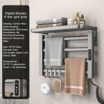 90&deg; Kokkupandav Elektriline R&auml;tikuhoidik Intelligentselt K&uuml;ttev Kuivatusrest Vannituba Alumiiniumisulamist R&auml;tikute Hoidik 55*35 Grey-Digital Display