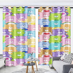 Vikerkaar Karu Multikas Kardin Akna Kaunistus Care Bears Pol&uuml;ester P&auml;evakardinad Magamistuba Elutuba Kodu Tahvelid Komplektid T&auml;iuslik Piirkonnale W100*H160(CM)-Hooks&2PCS multi