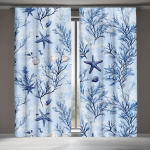 2-osaline ranna-ookeani kardinad Sinine Valge Mere teema Merit&auml;ht Koda Prindi Dekoratiivne Kardin Pol&uuml;ester W132*H160(CM)-Grommet top&1PCS gray