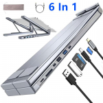 8-&uuml;hes USB-C s&uuml;learvuti alus dokkimisjaamaga Universaalne USB-C dokk Tahvelarvuti alus Kokkupandav Type-C jaoturi adapter Plug and Play A1