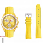 Silikoonrihm Swatch X Omega Moonswatchile Roostevabast terasest pandlaga 20mm Kaardus ots Pehme Veekindel Asenduswatchi rihm Naistele Meestele 20mm kollane