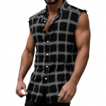 Meeste varrukateta ruuduline s&auml;rk Vintage Lahe Hingav Varrukateta s&auml;rk Suur Suurus Tanktop M
