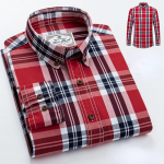 RINNAOSA S-4XL Puuvillane meeste uus ruuduline pikkade varrukatega s&auml;rk Kevadine puuvillane vabaaja s&auml;rk Slim Fit tolline s&auml;rk M punane