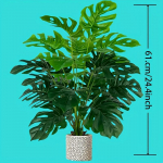 12 peaga kunsttaim Palmioksad Kilpkonna selja lehed V&otilde;lts roheline taim Dekoratiivne Kodu Elutuba Aia kaunistus (Lillepott ei kuulu komplekti) (as the picture,12-leaf Monstera)