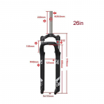 Fat Bike vedrustus kahvel, 20-26 , 105mm k&auml;ik, 4.0 rehv, reguleeritav vedru, mehaaniline lukustus, 32mm, ketaspidur 26in