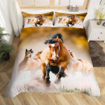 Hobuse tekkikate Loomade voodipesukomplekt lastele teismelistele L&auml;&auml;ne-Cowboy P&auml;ikeseloojangu maastik Topelt Queen King Size Tekikate US Twin(172x218cm)
