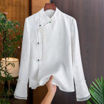 Hiina retro žakardist kunstnahast vintage s&auml;rk naistele kevad-suvi Hiina stiilis pluus elegantne Tang &uuml;likond Qipao top XS valge