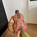 Western Style naiste kott oreli kitarr Crossbody kott Isikup&auml;rastatud viiul Retro v&auml;ike PU nahast seljakott rahakott pruun
