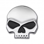 Liimuv kolju kujundusega metallist embleemkleebis &ndash; H&otilde;bedane/Kuldne/Must (Harley stiil) 6.6cm&times;6.9cm h&otilde;be