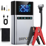 BRPOM 26800mAh Kaasaskantav Autostarter &Otilde;hukompressoriga 180 PSI 6000A Starter 12V Autopatarei Starterikarp Autopatarei H&uuml;ppstarter