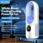 Kaasaskantav USB &otilde;hujahuti Lehtedeta elektriline ventilaator 6 kiirust Vaikne taimer Konditsioneeri jahutusventilaator Niisutaja Kliimaseadme ventilaator 11*12*30cm valge