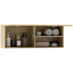 Seinale paigaldatav vannitoakapp klappukse ja riiulitega, 80x25x30 cm, Naturaalne puit 80 x 25 x 30 cm