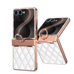 Luksuslik Nahast Teemant&uuml;mbris Samsung Z Flip 8 7 Galaxy Z Flip 7 FE 6 5 4 jaoks Bling S&auml;tendav Kivist Hinge R&otilde;ngashoidja Kate No Glass Film&Galaxy Z Flip7 FE black