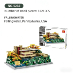 1221 tk Fallingwateri maja ehitusklotsid, Pennsylvania arhitektuurimudeli koopia, kogutav n&auml;idiseseme kingitus t&auml;iskasvanud f&auml;nnidele WITH BOX black