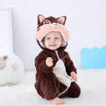 Huski Kombinesoon Beebi Poiss T&uuml;druk Pidžaama Vastss&uuml;ndinu Beebi Riided Armsad Bodysuitid Flanell Soe &Uuml;hes t&uuml;kis Talv Halloween Loomade Komplekt 18M(18-24 Months) white