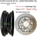 Neljarattaline elektritrikik&auml;rud, vaakumrehvid, terasrattad, alumiiniumrattad, esiratas ja tagaratas 3.00/3.50/4.00-8 white vacuum steel wheel gray