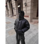 Meeste Vintage L&uuml;hike Seisukrae Puuvillane Tepitud Jakk Must Soe Talvejakk L&otilde;tv L&otilde;ige Streetwear XL must
