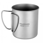 TOMSHOO Titanium Cup Outdoor Portable Camping Picnic Water Cup Kruus kokkupandava k&auml;epidemega 400ml