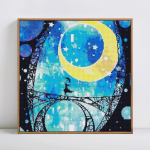 Teemantmaal Scenic Night Full Round Moon Rhinestone Picture Tikand 30x30