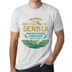 Meeste vintage tees&auml;rk Graafiline T-s&auml;rk Mountain Explorer Serbia Vintage valge XS anti-flash valge v&auml;rv