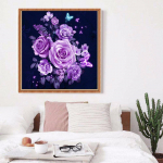 5D DIY teemantmaal  Purple Rose  k&auml;sitsi valmistatud 3D tikandikunst Ristpistes mosaiikkaunistusega kingitus 30x30CM