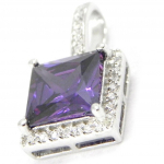 Les Tr&eacute;sors De Lily [I3971] - Pendentif Argent 'Celestina' am&eacute;thyste Blanc (rhodi&eacute;) - 10x10 mm lilla