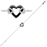 Les Tr&eacute;sors De Lily [L3845] - Bracelet Argent 'Love' noir blanc (c&eacute;ramique) - 12x11 mm must