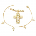 Les Tr&eacute;sors De Lily [L4332] - Bracelet Plaqu&eacute; Or 'Croix' blanc dor&eacute; - 6x8 mm kuld