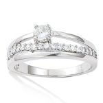 Bague Argent 'Scarlett' Blanc argent&eacute; (rhodi&eacute;) - 7 mm 54 valge