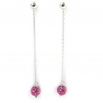 Les Tr&eacute;sors De Lily [L9746] - Boucles Argent 'Sissi' rose (cristal) Heleroosa