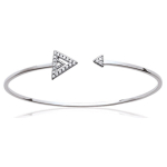 Les Tr&eacute;sors De Lily [M9984] - Bracelet argent ouvert 'Triangles' blanc argent&eacute; (rhodi&eacute;) - 58x48 mm 9x8 mm h&otilde;be