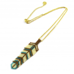 Les Tr&eacute;sors De Lily [P1748] &ndash; k&auml;sitsi valmistatud kaelakee &bdquo;Azuni&rdquo; t&uuml;rkiissinine beež pruun kuld (k&auml;sit&ouml;&ouml;) t&uuml;rkiissinine