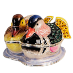 Les Tr&eacute;sors De Lily [Q3864] - Ehtekarp 'Couple Ducks' roheline pruun - 60x40 mm roheline