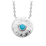 Les Tr&eacute;sors De Lily [Q6616] - Collier argent 'Cl&eacute;opatra' turquoise argent&eacute; (rhodi&eacute;) - 14 mm t&uuml;rkiissinine