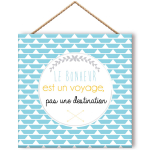 Les Tr&eacute;sors De Lily [Q8310] - Cadre panneau bois 'Messages' bleu (Le Bonheur est un voyage- pas une destination) - 19. 5x19. 5 cm sinine