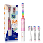 Kids Sonic elektriline hambahari V&auml;rviline LED-valgustus Veekindel lastele Pehme asendusharjapea white