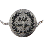 7bis [R1488] - Bracelet artisanal 'Messages' argent&eacute; (Mom - love you) -  11 mm h&otilde;be