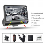 4-tolline 3 objektiiviga kaamera HD 1080P auto-DVR armatuurkaamera Kolmesuunaline videosalvesti tahavaatekaamera G-sensor 1080P(3 IN 1) DVR must
