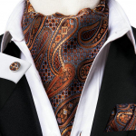 4 tk/ komplekt Stiilne meeste Ascot lipsu komplekt siidist Cravat tasku kandiline mansetin&ouml;&ouml;bid Paisley muster AS-1037
