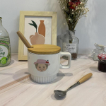 Teetassi kruus kaanega Lusikas Meeste ja naiste keraamiline tass Kodumajapidamises kasutatav &otilde;pilaspaari kohvitassi korea versioon suure mahutavusega One size