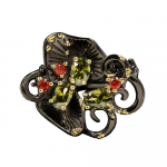 Vintage Palace Reljeefsed Lilled Rohelised Tsirkoon Must Kuld K&auml;siehted Naiste S&otilde;rmus Ehted Banketil osalemine Ehted 6 must