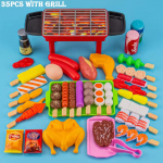 Beebi teesklemine M&auml;ng K&ouml;&ouml;k Lastele M&auml;nguasjad Simulatsioon Grill K&ouml;&ouml;gin&otilde;ud Toidu valmistamine Rollim&auml;ng Harivad kingitused m&auml;nguasjad t&uuml;drukutele lastele 35pcs with grill