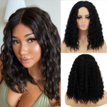 MISSQUEEN Afronaiste moodne pikk lokkis must parukas ilma tukkideta s&uuml;nteetilisest kiust must lokkis parukas naistele