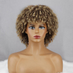 MISSQUEEN Afro Women L&uuml;hike krussis lokkis parukas Ombre Blond Hall Must Pruun V&auml;rv S&uuml;nteetiline Fiber Curly Parukas Cosplay igap&auml;evane kandmine 15 cm
